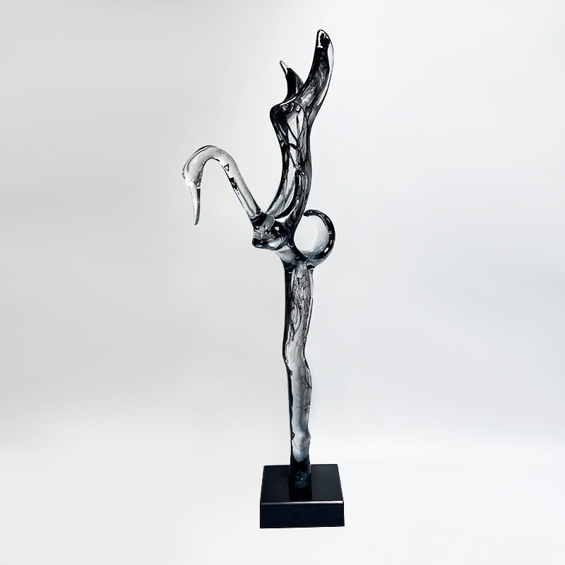 Transparent Resin Swan Sculpture: Modern Home Decor for Desktop, Living Room, Foyer & Show Flat