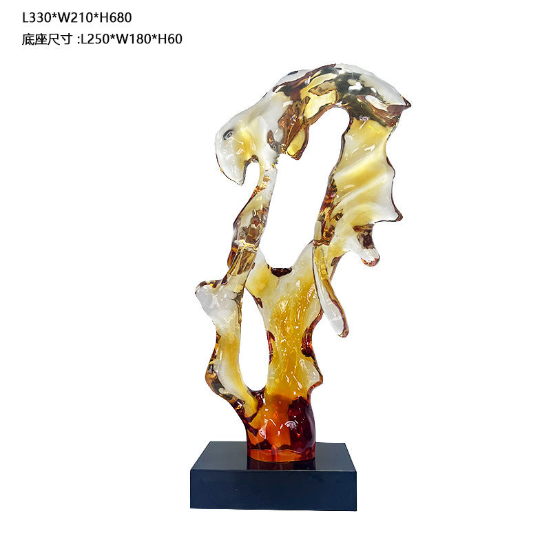 Creative Transparent Resin Sculpture: Taihu Rock-Inspired Ornament for Hotel Lobby, Showflat & Home Decor