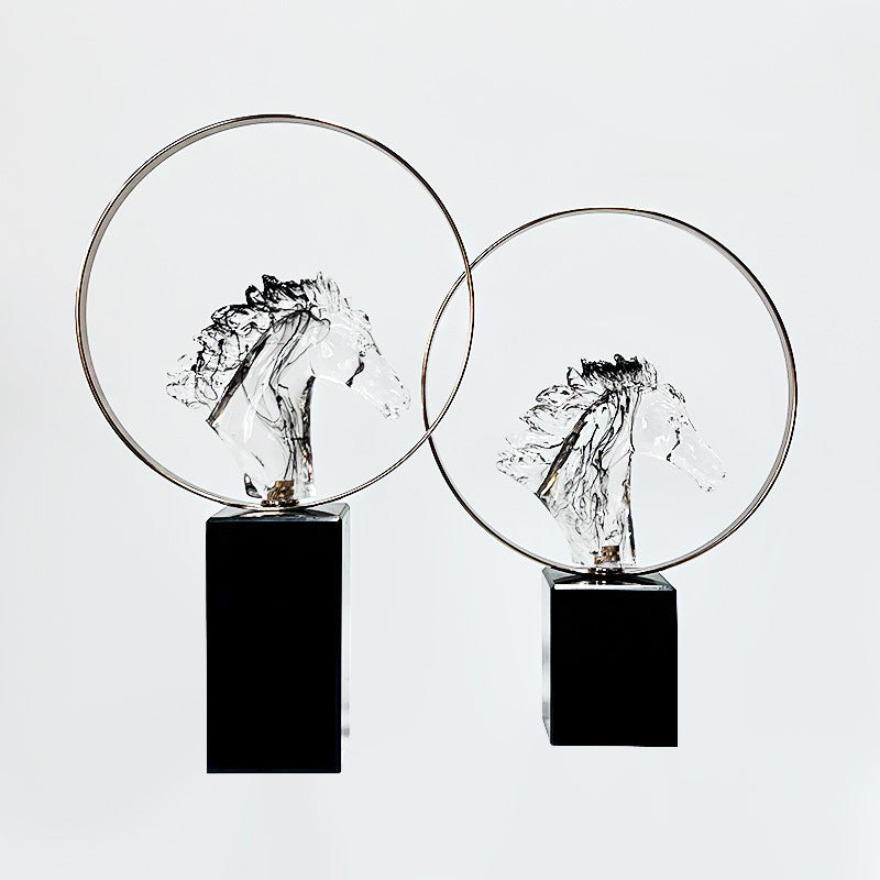 Premium Crystal-Clear Resin Steed Sculpture – Luxury Entryway & TV Console Art for Show Flats