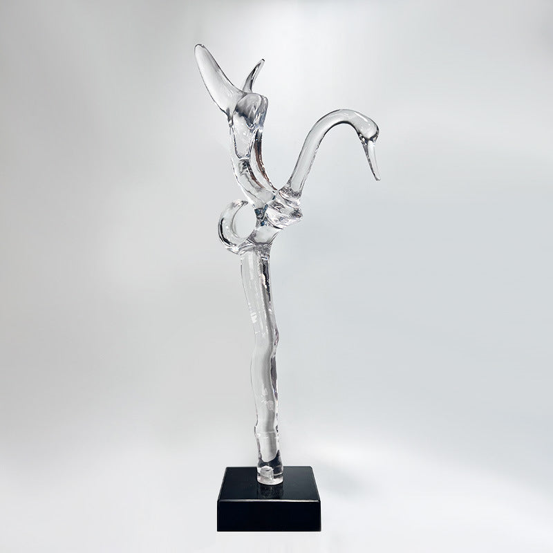 Transparent Resin Swan Sculpture: Modern Home Decor for Desktop, Living Room, Foyer & Show Flat