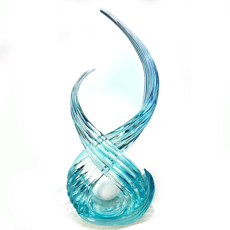 Modern Minimalist "Rising Fortune" Resin Sculpture – Transparent Decor for Living Room, Foyer & Hotel Lobby