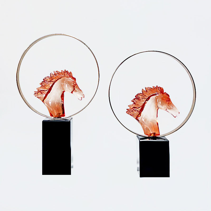Premium Crystal-Clear Resin Steed Sculpture – Luxury Entryway & TV Console Art for Show Flats