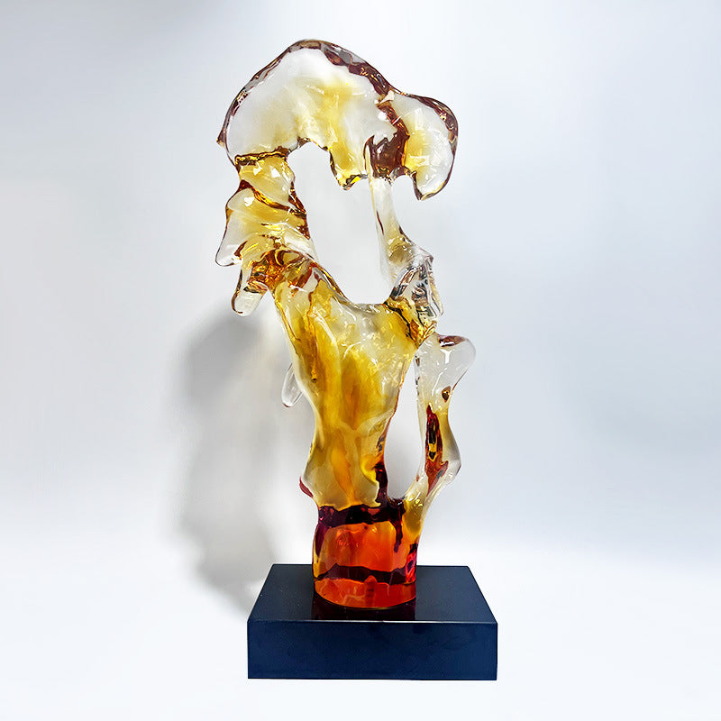 Creative Transparent Resin Sculpture: Taihu Rock-Inspired Ornament for Hotel Lobby, Showflat & Home Decor