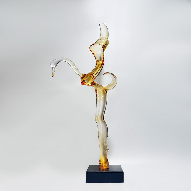 Transparent Resin Swan Sculpture: Modern Home Decor for Desktop, Living Room, Foyer & Show Flat