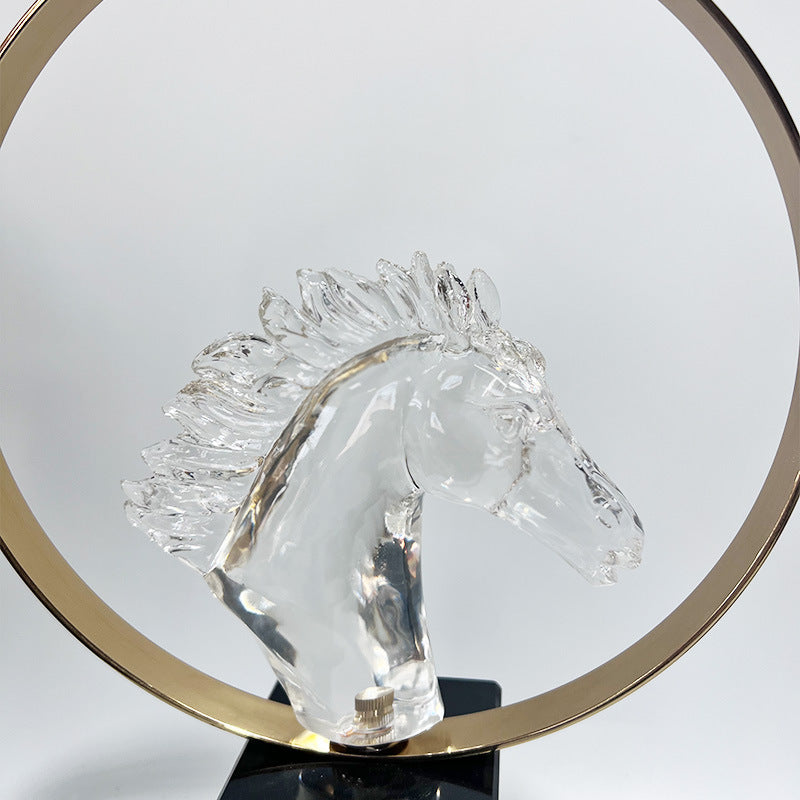 Premium Crystal-Clear Resin Steed Sculpture – Luxury Entryway & TV Console Art for Show Flats