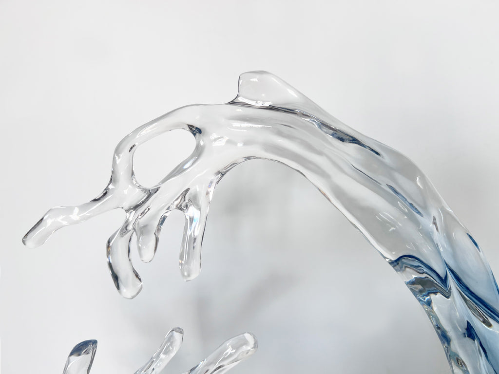 Modern Transparent Wave Sculpture "Rising Tide" - Art Decor for Bar, Hotel Foyer & Living Room