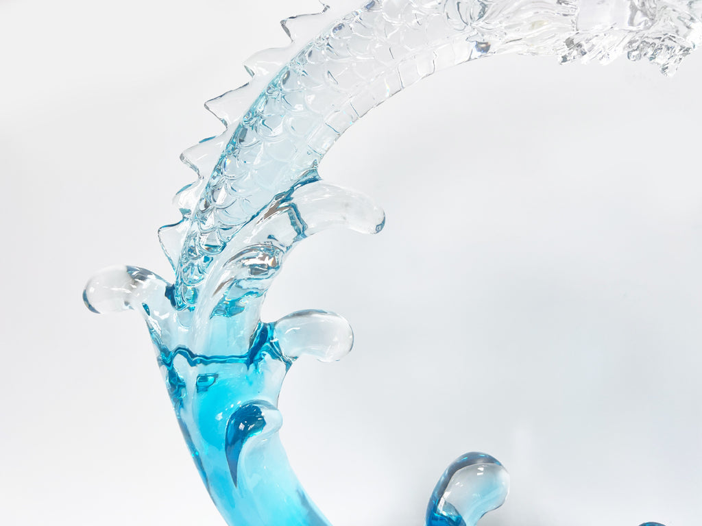 Wealth-Attracting Clear Resin Dragon Sculpture: Feng Shui Art for Living Room, TV Cabinet & Showflat