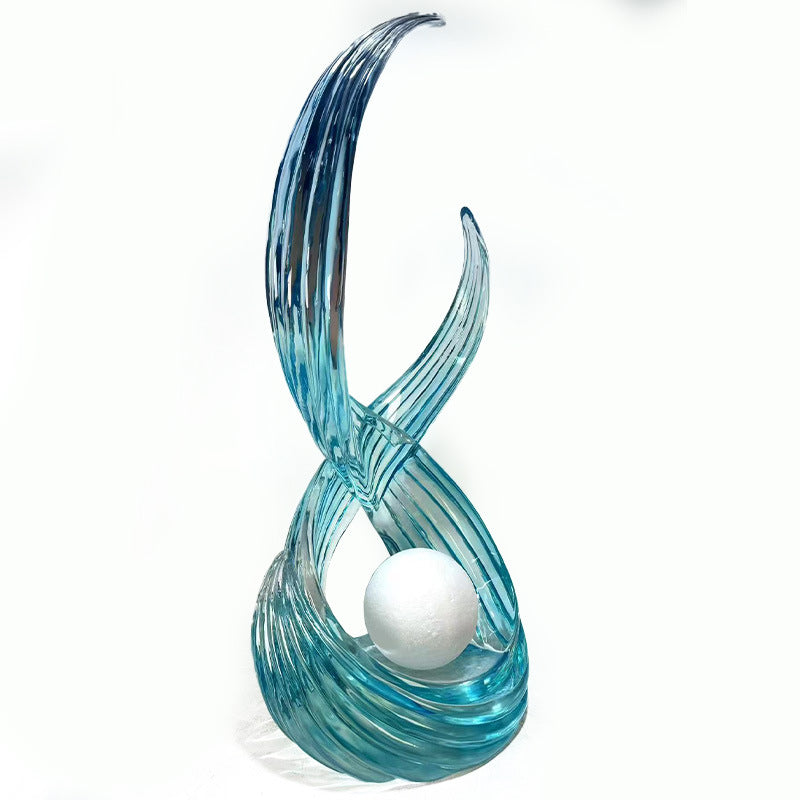 Modern Minimalist "Rising Fortune" Resin Sculpture – Transparent Decor for Living Room, Foyer & Hotel Lobby