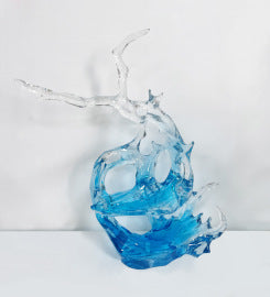 Modern Minimalist Wave Sculpture: Clear Resin Art for Hotel Lobby, Entryway & Home Decor