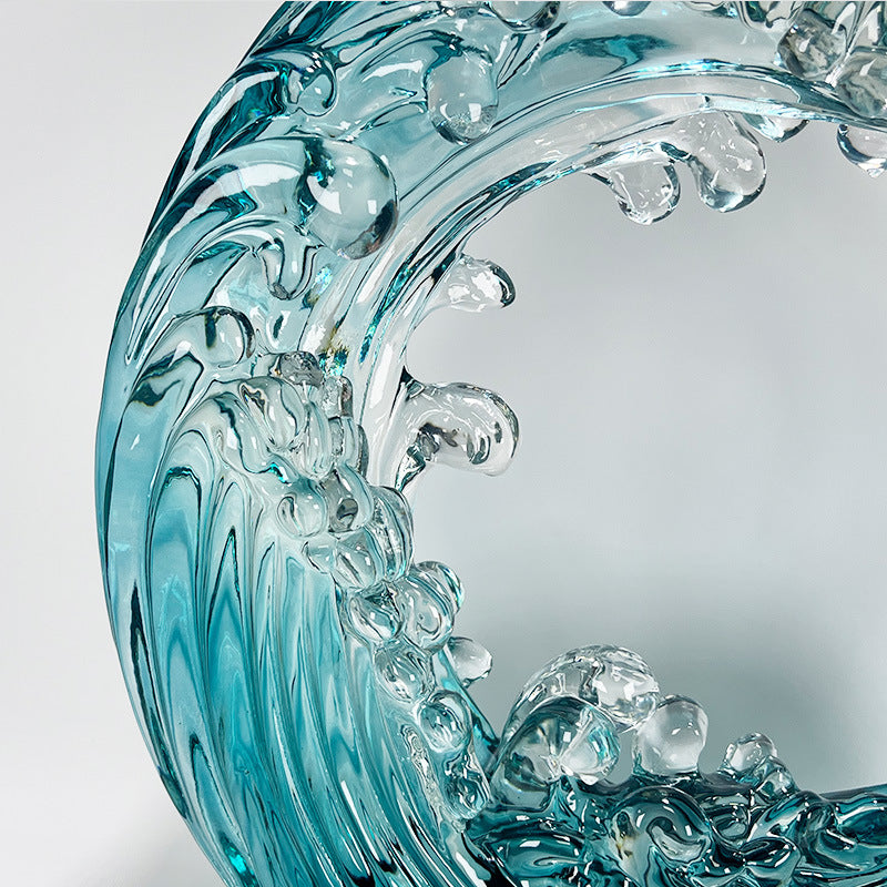 Contemporary Luxury "Flow" Resin Sculpture – Transparent Art Piece for Villa, Model Room & Hotel Decor