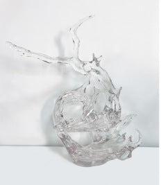 Modern Minimalist Wave Sculpture: Clear Resin Art for Hotel Lobby, Entryway & Home Decor