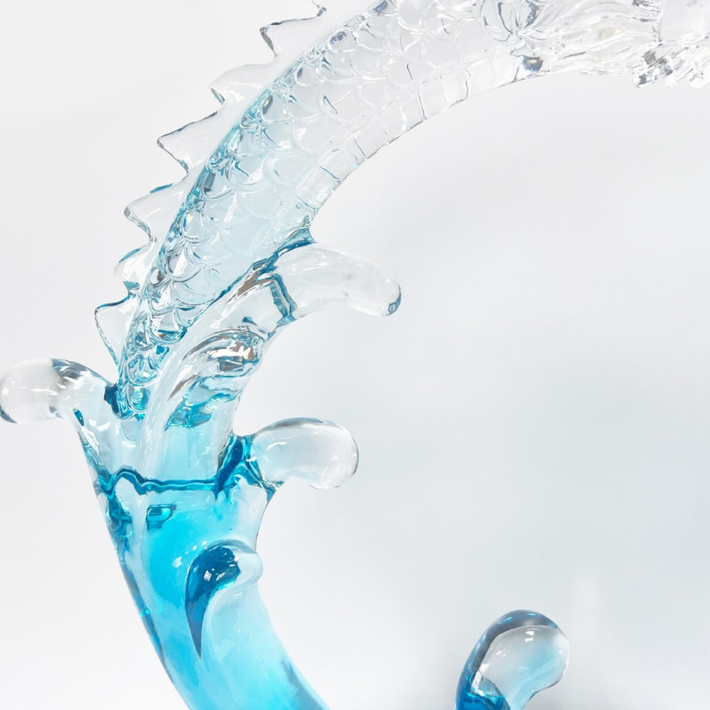 Wealth-Attracting Clear Resin Dragon Sculpture: Feng Shui Art for Living Room, TV Cabinet & Showflat