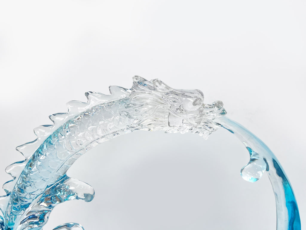 Wealth-Attracting Clear Resin Dragon Sculpture: Feng Shui Art for Living Room, TV Cabinet & Showflat