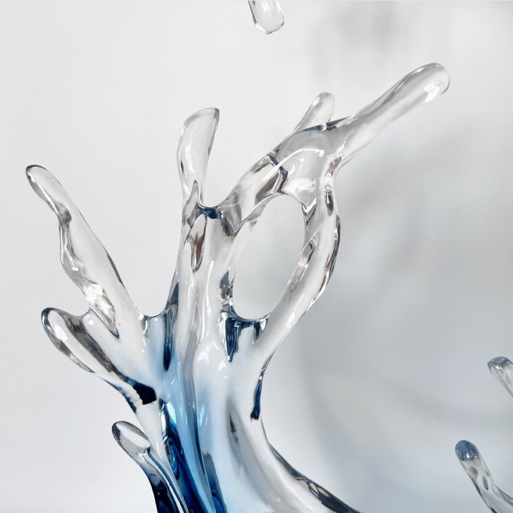 Modern Transparent Wave Sculpture "Rising Tide" - Art Decor for Bar, Hotel Foyer & Living Room