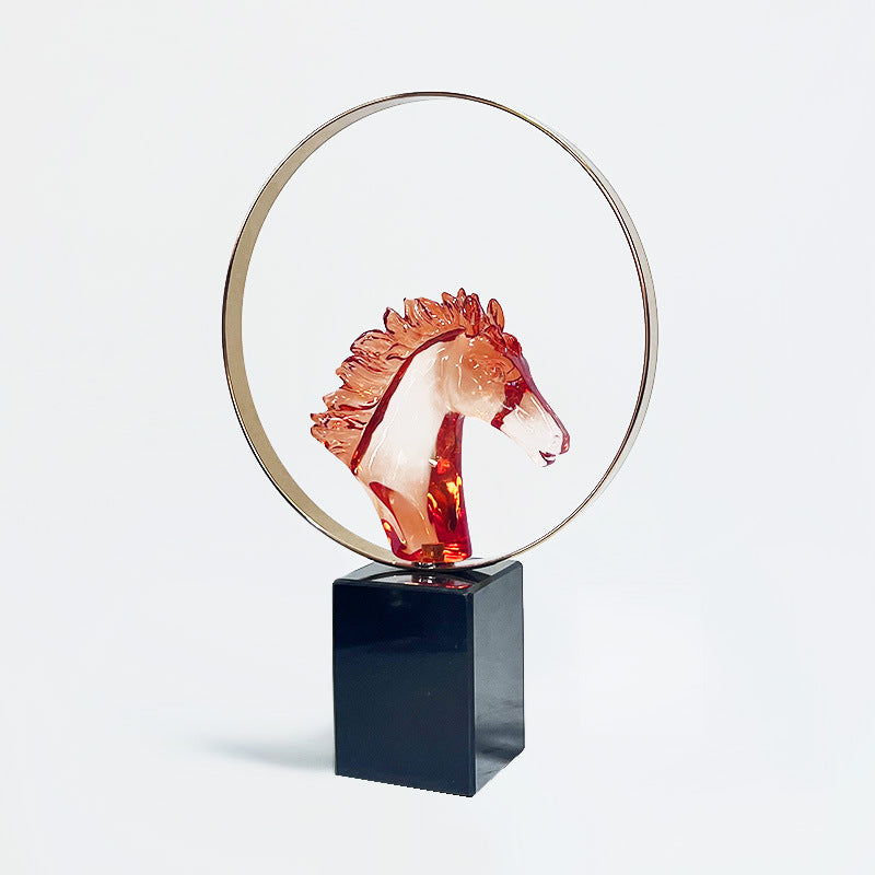 Premium Crystal-Clear Resin Steed Sculpture – Luxury Entryway & TV Console Art for Show Flats
