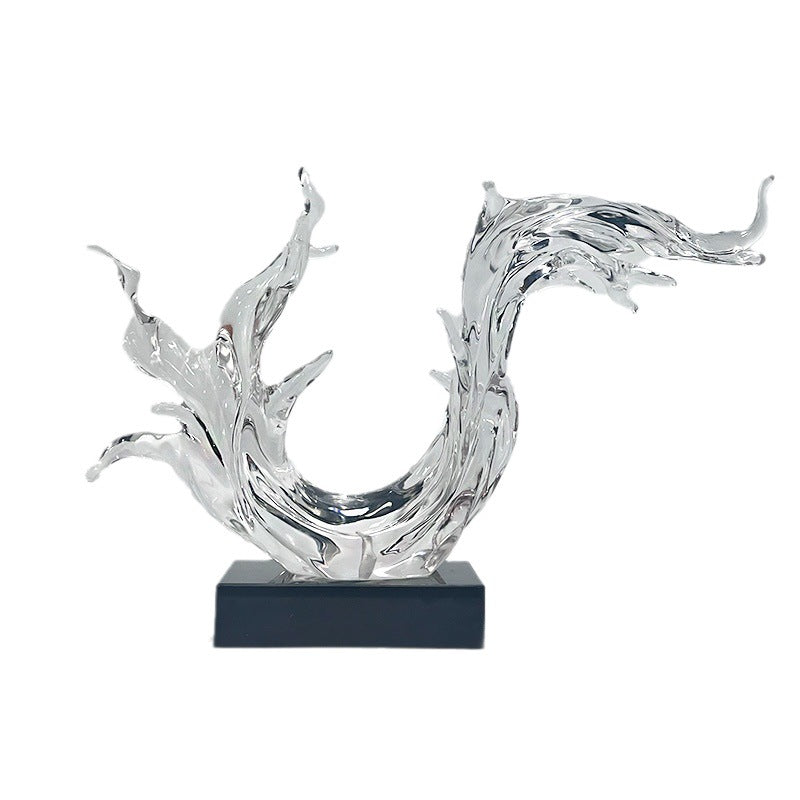 Creative Transparent Resin Wave Sculpture - Home & Hotel Decor for Entryway, Living Room, TV Cabinet