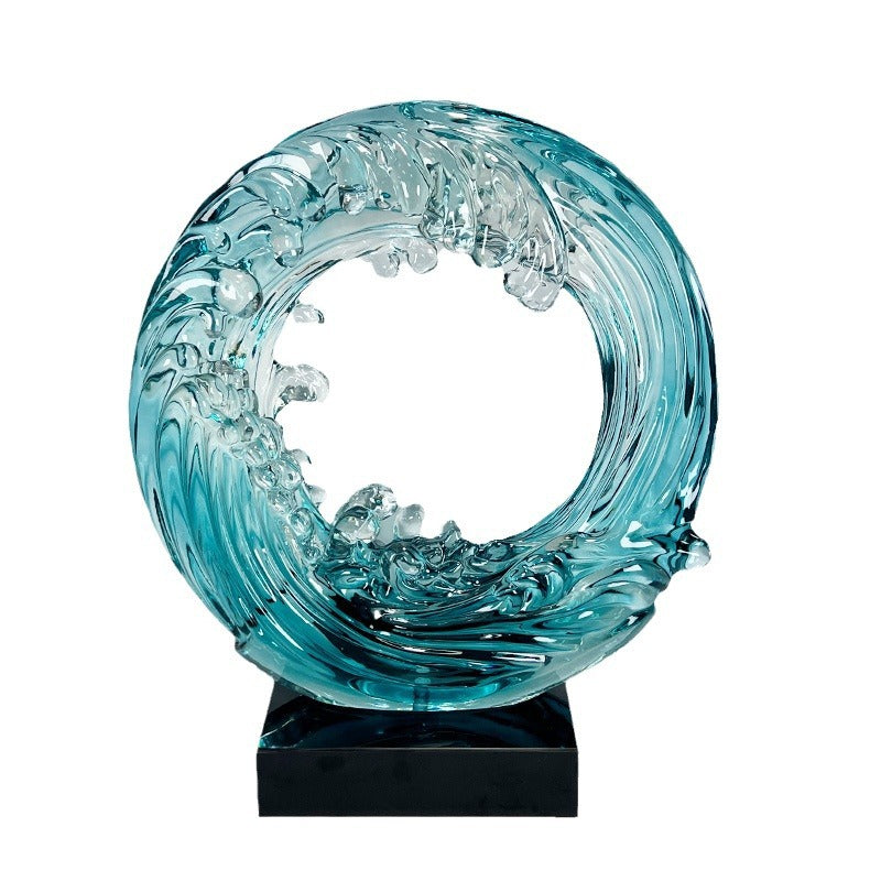 Contemporary Luxury "Flow" Resin Sculpture – Transparent Art Piece for Villa, Model Room & Hotel Decor