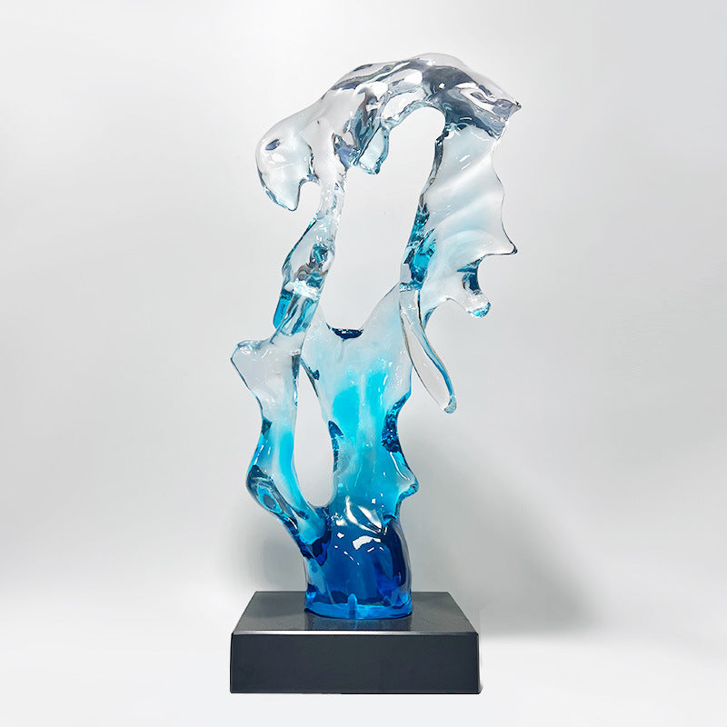 Creative Transparent Resin Sculpture: Taihu Rock-Inspired Ornament for Hotel Lobby, Showflat & Home Decor