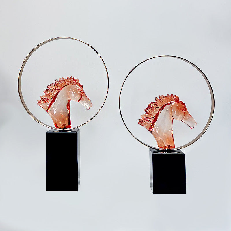Premium Crystal-Clear Resin Steed Sculpture – Luxury Entryway & TV Console Art for Show Flats
