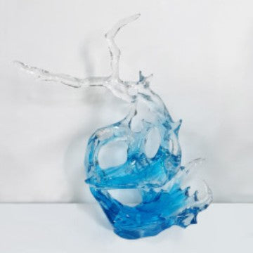 Modern Minimalist Wave Sculpture: Clear Resin Art for Hotel Lobby, Entryway & Home Decor