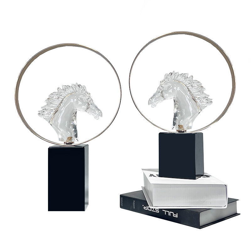 Premium Crystal-Clear Resin Steed Sculpture – Luxury Entryway & TV Console Art for Show Flats