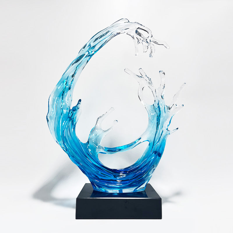 Modern Transparent Wave Sculpture "Rising Tide" - Art Decor for Bar, Hotel Foyer & Living Room