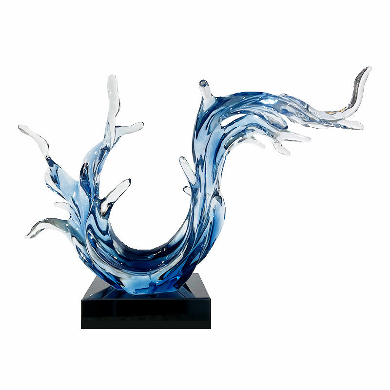 Creative Transparent Resin Wave Sculpture - Home & Hotel Decor for Entryway, Living Room, TV Cabinet