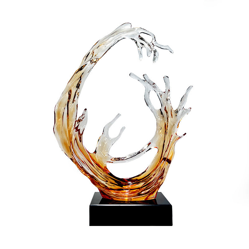 Modern Transparent Wave Sculpture "Rising Tide" - Art Decor for Bar, Hotel Foyer & Living Room