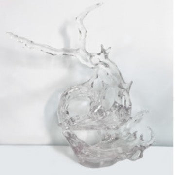 Modern Minimalist Wave Sculpture: Clear Resin Art for Hotel Lobby, Entryway & Home Decor