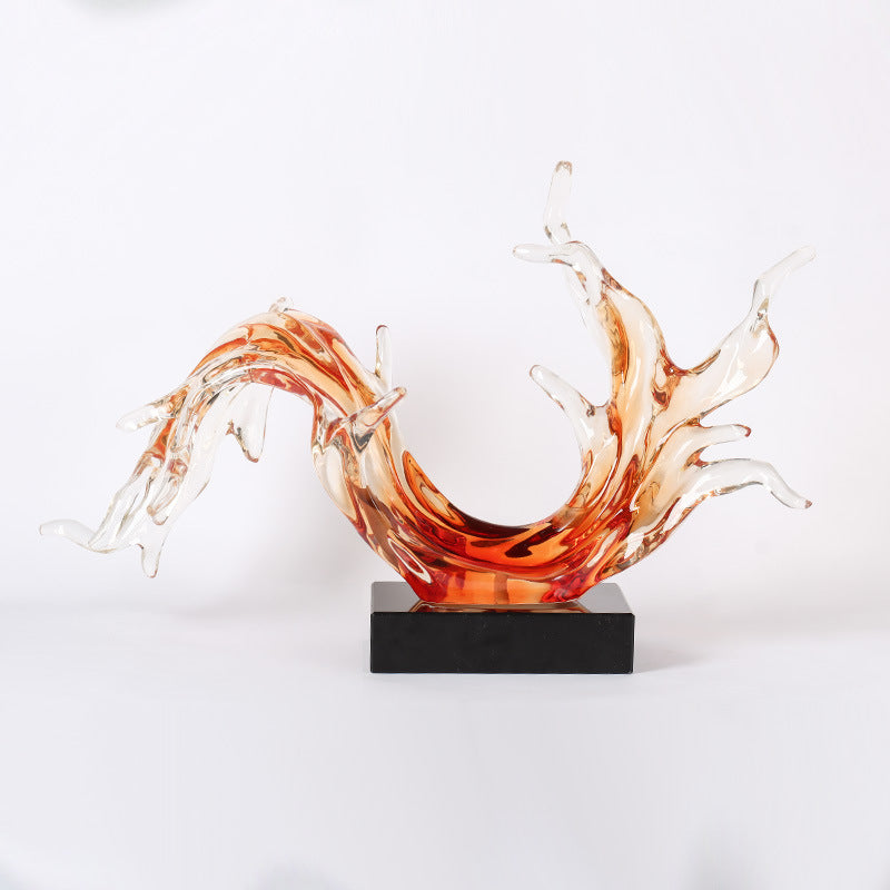 Creative Transparent Resin Wave Sculpture - Home & Hotel Decor for Entryway, Living Room, TV Cabinet